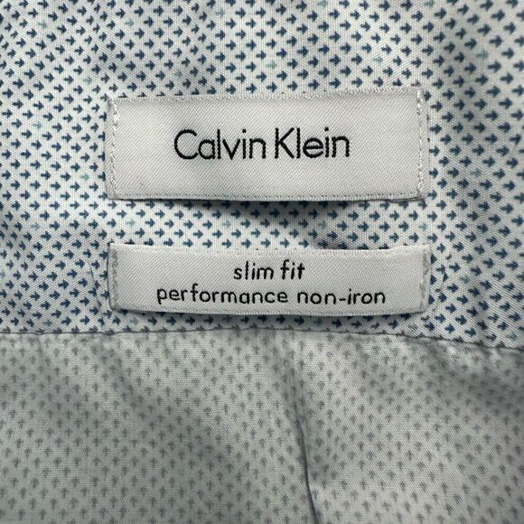 Calvin Klein Slim Fit Performance Non Iron Button-Up Dress Shirt White 17 34/35 - Picture 3 of 6